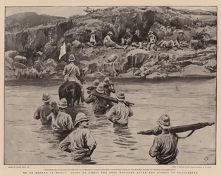 En una misión de misericordia, yendo a asistir a los heridos bóer después de la batalla de Paardeberg